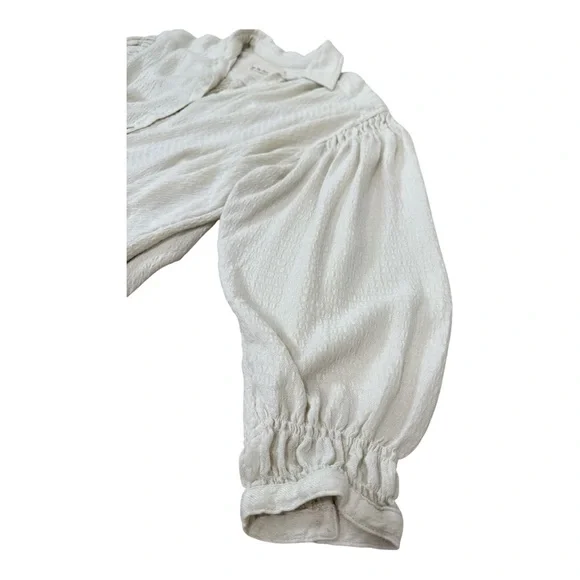 We The Free Ivory Rockaway Oversized Crop Shirt Medium - Picture 7 of 11